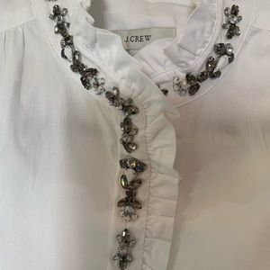 J. Crew Sleeveless Ruffle Button Down with Jewels